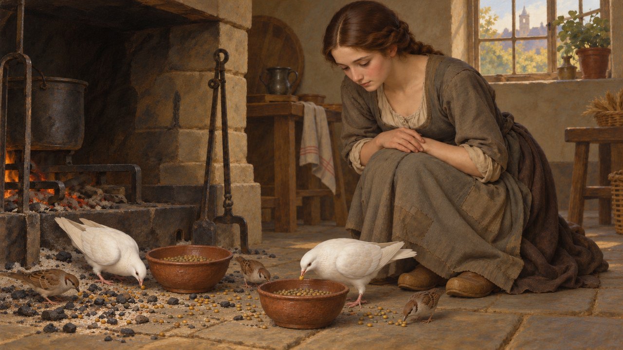 Cinderella: The birds fill two bowls