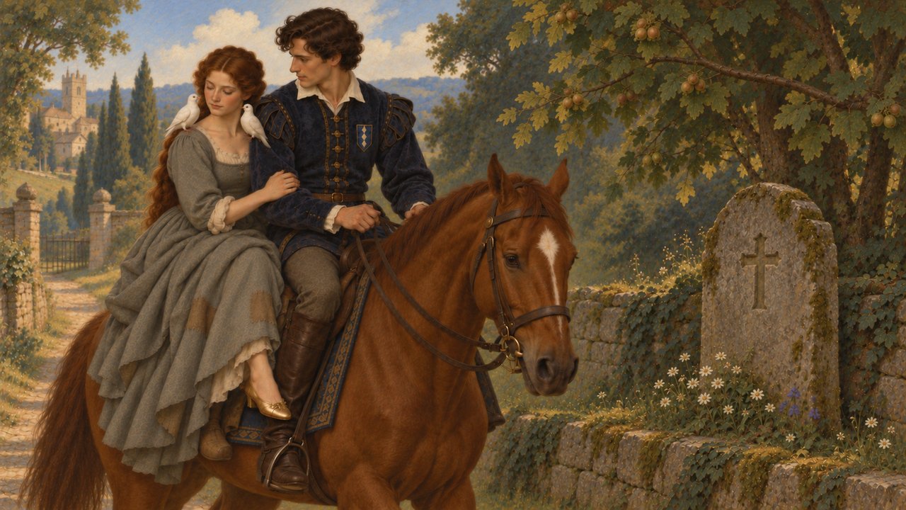 Cinderella: The white birds settle on her shoulders